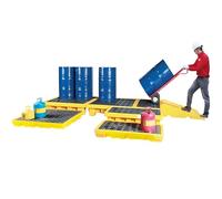 Drum Spill Tray, Industrial Sump Containment Platform with Drain, Modular Spill Pallet for Garage and Basement Use