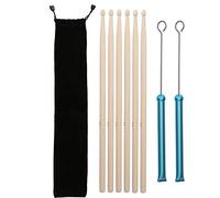 Drum Stick Brush Set, Retractable Metal Wire Jazz Drum Brushes with 5A Wooden Sticks, Plush Carry Bag Included for Drum Set and Percussion Accessories (Blue)