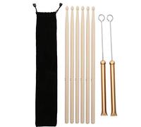Drum Stick Brush Set, Retractable Metal Wire Jazz Drum Brushes with 5A Wooden Sticks, Plush Carry Bag Included for Drum Set and Percussion Accessories (Gold)