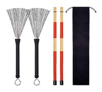 Drum Sticks Drum Wire Brushes Drum Brushes Drum Sticks Retractable Brushes Drums Sticks Drum Brushes Set for Jazz Acoustic Music Lover Gift Total 2 Pairs with Portable Storage Bag