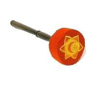 drum sticks drumsticks percussion instruments Large Printed Singing Bowl Mallet, Wooden Velvet Head Yoga Relaxation Gong Mallet Percussion Instrument Accessory(Orange)