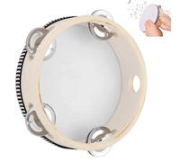 Drum, Tambourine, Hand Drum, Drum Bell, Wooden Tambourine, 6 Inch Wooden Single Row Tambourine Hand Drum Bell, Educational Musical Instrument, for Children's Games, Singing Accompaniment