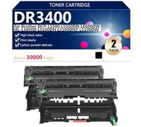 Drum Unit Replacement DR3400 for Brother DCP-L5500 L5500DN L6600DW HL-L5000D L5100DN L5100DNT L5200DW Printers, High Yield 30000 Pages,2*Black