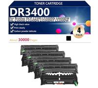 Drum Unit Replacement DR3400 for Brother DCP-L5500 L5500DN L6600DW HL-L5000D L5100DN L5100DNT L5200DW Printers, High Yield 30000 Pages,4*Black