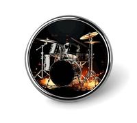 Drummer Badges Decorative, Durable Aluminum Alloy Round Badge, Lightweight Button Brooch for Shirts, Jackets, Hats, Uniforms 1"