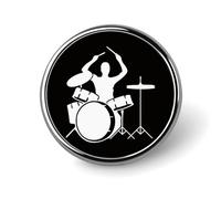 Drummer Badges Decorative, Durable Aluminum Alloy Round Badge, Lightweight Button Brooch for Shirts, Jackets, Hats, Uniforms 1"