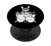 Drummer Cat Kitten Drumming Drums PopSockets Adhesive PopGrip