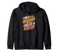Drummer Created to Worship Christian Faith Zip Hoodie