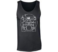 Drummer Da Vinci Vitruvian Man Rockstar Funny Mens Vest Tank Top Charcoal Grey (XXL)