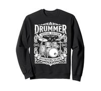 Drummer Destroying Silence Vintage Drum Kit Percussion Art Sweatshirt