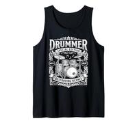 Drummer Destroying Silence Vintage Drum Kit Percussion Art Tank Top