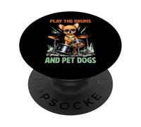 Drummer Dog Play The Drums Pet Dog Drumming Drums Percussion PopSockets Adhesive PopGrip
