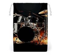 Drummer Drawstring Storage Bag, Reusable & Stylish Jewelry Pouch, Small Canvas Storage Bag for Travel, Jewelry, Gift, 12 * 18cm