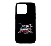 Drummer Drum Rock Music American Flag USA Drip Graffiti Case for iPhone 15 Pro Max