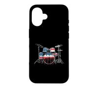 Drummer Drum Rock Music American Flag USA Drip Graffiti Case for iPhone 16
