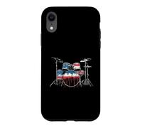 Drummer Drum Rock Music American Flag USA Drip Graffiti Case for iPhone XR