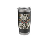 Drummer Drum Set Vintage Eat Sleep Drum Repeat Stainless Steel Insulated Tumbler