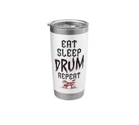 Drummer Drum Set Vintage Eat Sleep Drum Repeat Stainless Steel Insulated Tumbler