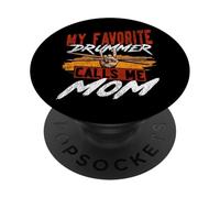 Drummer Drum Set Vintage My Favorite Drummer Calls Me Mom PopSockets Adhesive PopGrip