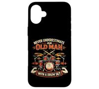 Drummer Drum Set Vintage Never Underestimate An Old Man With Case for iPhone 16 Plus