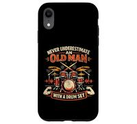 Drummer Drum Set Vintage Never Underestimate An Old Man With Case for iPhone XR
