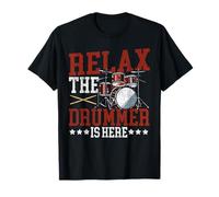 Drummer Drum Set Vintage Relax The Drummer is Here T-Shirt