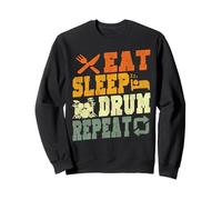 Drummer Drum Set Vintage Retro Eat Sleep Drum Repeat Sweatshirt