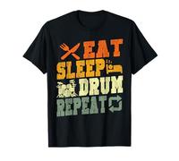 Drummer Drum Set Vintage Retro Eat Sleep Drum Repeat T-Shirt