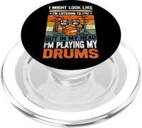 Drummer Drum Set Vintage Retro I Might Look Like I'm PopSockets PopGrip for MagSafe