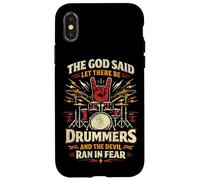 Drummer Drum Set Vintage The God Said Let There Be Drummers Case for iPhone X/XS