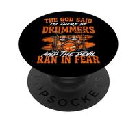 Drummer Drum Set Vintage The God Said Let There Be Drummers PopSockets Adhesive PopGrip