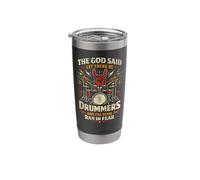 Drummer Drum Set Vintage The God Said Let There Be Drummers Stainless Steel Insulated Tumbler