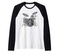 Drummer Drums Dragon Motiv Raglan Baseball Tee