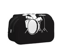 Drummer Flip-Top Double-Layer Pencil Case,Large Capacity (Holds 50 Pens/Pencis),Full-Print Durable Polyester School Office Supplies