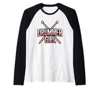 Drummer Girl Empowered Female Percussion Music Band Raglan Baseball Tee