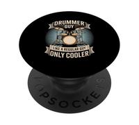 Drummer Guy Like A Regular Guy Only Cooler Drum Set PopSockets Adhesive PopGrip
