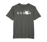 Drummer Heartbeat Drum Set Rhythm Music Lover T-Shirt, Men's Big and Tall, Asphalt Grey, 5X Tall