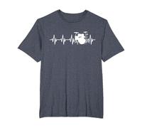 Drummer Heartbeat Drum Set Rhythm Music Lover T-Shirt, Men's Big and Tall, Heather Blue, 2X Tall
