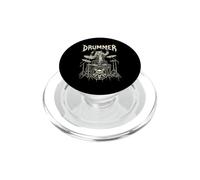 DRUMMER Heavy Metal Rock Cat Playing Drums with Skull Design PopSockets PopGrip for MagSafe