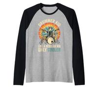 Drummer Kid Like A Regular Kid Only Cooler Vintage Sunburst Raglan Baseball Tee