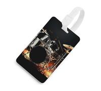 Drummer Luggage Tag Travel Essentials TPU Bag Tag Personalized Luggage Tags Holder Name Id Identifiers Card with Black Lanyard for Suitcase Backpack Toolbox, White, One Size, Luggage Tag