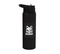 Drummer Mode: Basement Funny Drum Set Quote Stainless Steel Insulated Water Bottle