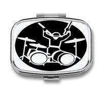 Drummer Pill Box Medicine Pill Organizer Small Pill Case Travel Pill Container Portable Pill Case for Pocket 2 Compartment Pill Holder Pill Boxes for Travel