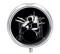 Drummer Pill Box Round Portable Small Pill Case Waterproof Travel Pill Box Organizer for Pocket Purse and Daily Convenience