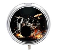 Drummer Pill Box Waterproof Portable Medicine Pill Case Moisture Proof Metal Travel Pill Box with 3 Compartment Medicine Case