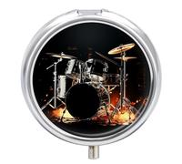 Drummer Pill Case 3 Compartment Portable Pill Box Daily Round Pill Organizer for Pocket Purse Daily Medicine Container to Hold Vitamins Fish Oil Travel Gifts