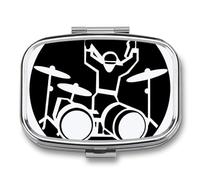 Drummer Pill Case with 2 Compartment, Pill Organizer Portable Square Pill Box,Vitamin Pill Organizer for Pocket Purse and Travel