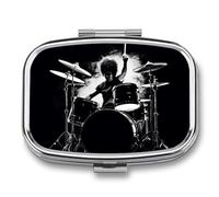 Drummer Pill Case with 2 Compartment, Pill Organizer Portable Square Pill Box,Vitamin Pill Organizer for Pocket Purse and Travel