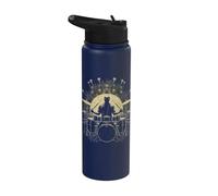 Drummer Playing the Drums Doing Drumming at Drum Stainless Steel Insulated Water Bottle