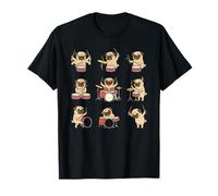Drummer Pug Band Cute Cartoon Dog Playing Drums T-Shirt